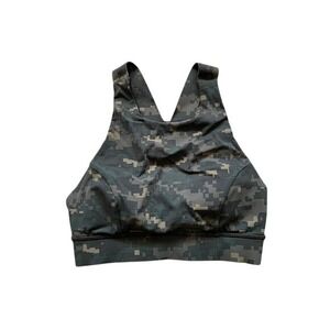 Lululemon High Neck Sports Bra Digital Camo‎ Green Grey Size 2 Racerback